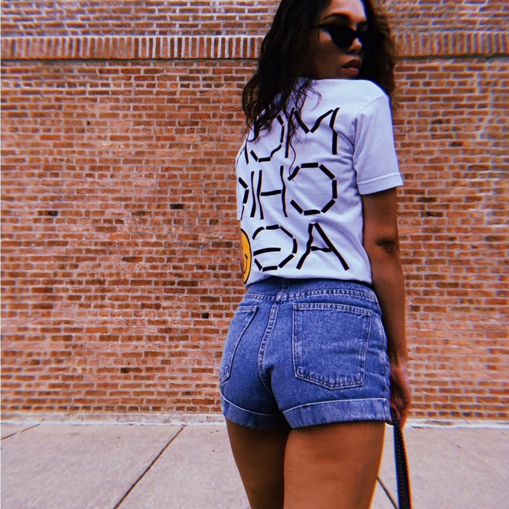 Vintage American Apparel Denim High-Waist Cuff Shorts